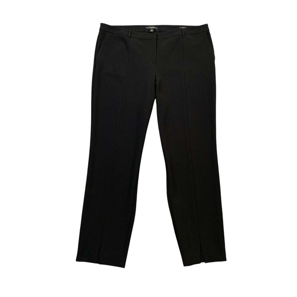 St. John Caviar Pants Womens 16 Black Crepe Jennifer Tapered Ankle Slit Trouser